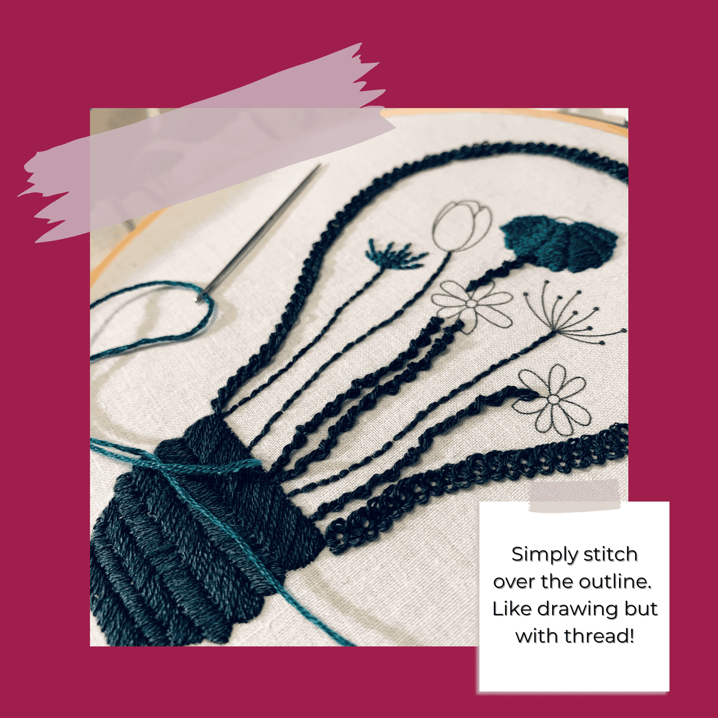 3D Fluffy Florals Embroidery Kit - DIY Hoop Art for Adults. Relaxing Nature Craft Gift, Autumn Stress Relief Project, beginner friendly