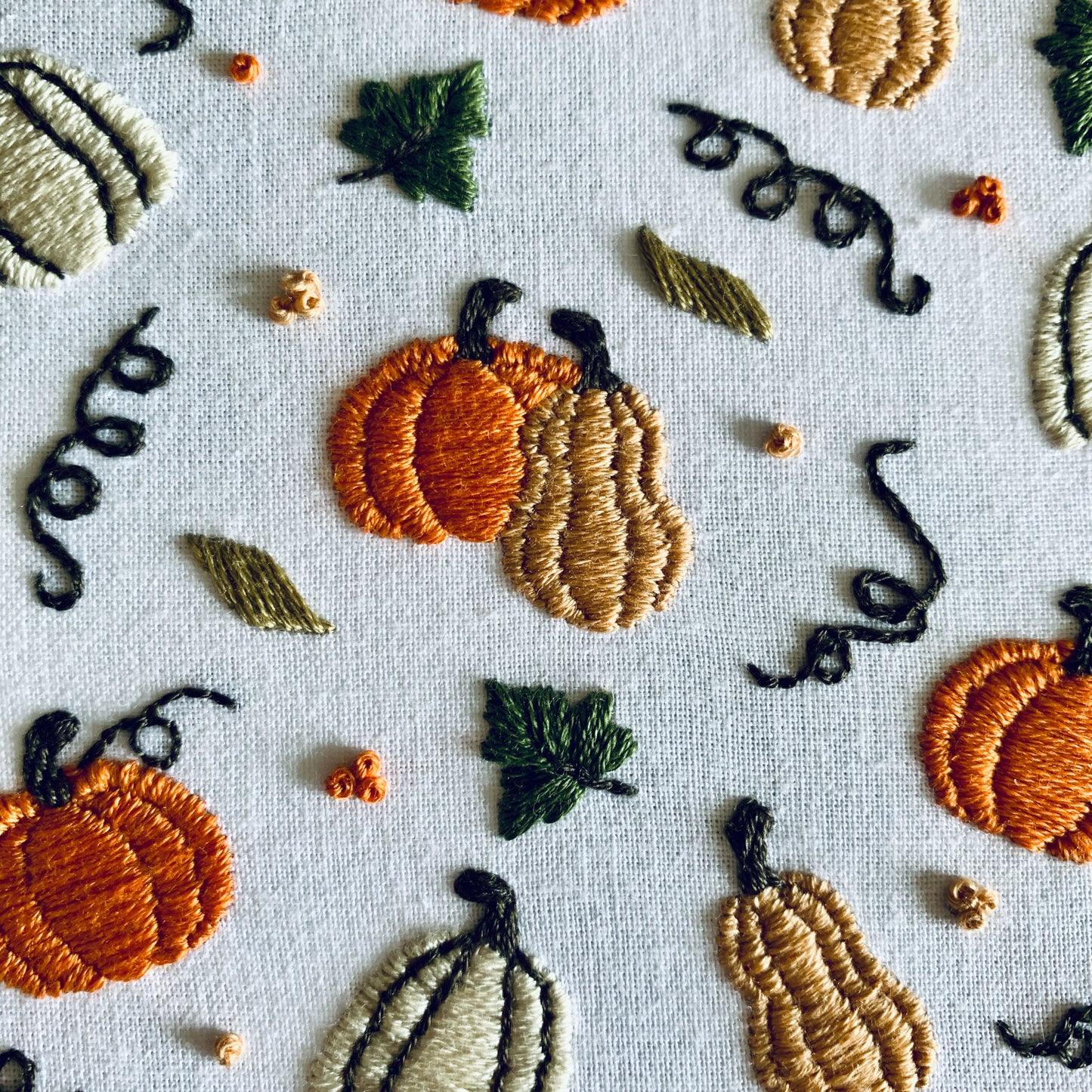 Full embroidery kit. Fall pumpkins. Adult nature anxiety/stress relief gift