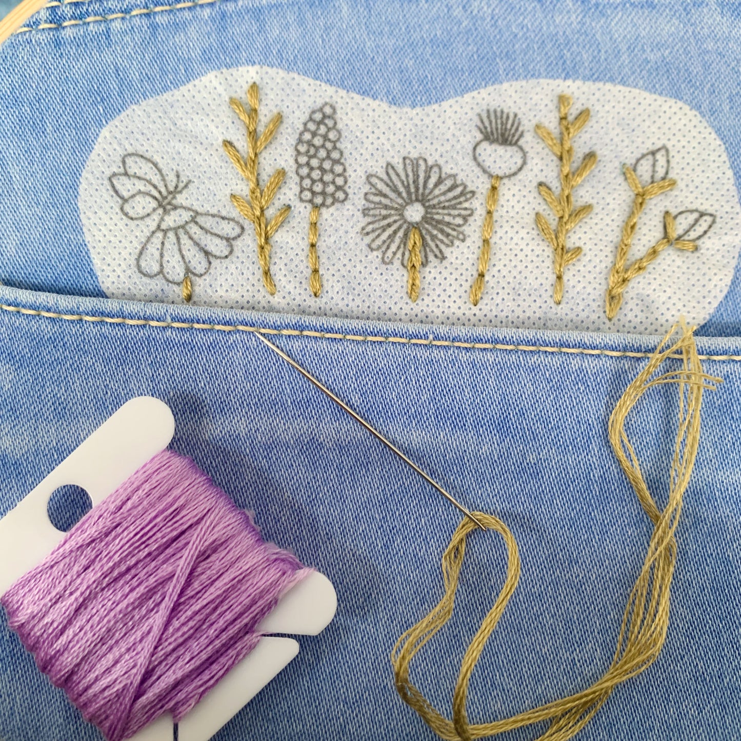 Denim Floral Edition. Stick and stitch embroidery patches. Customise your clothing with beautiful florals.