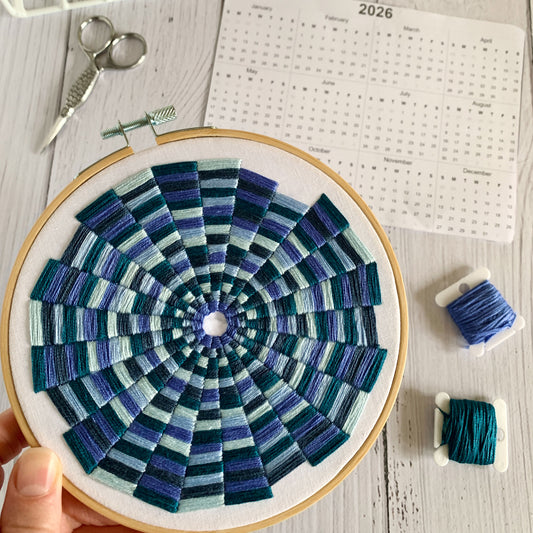 Full embroidery kit. Embroidery Calendar. 365 blocks, sew one a day!
