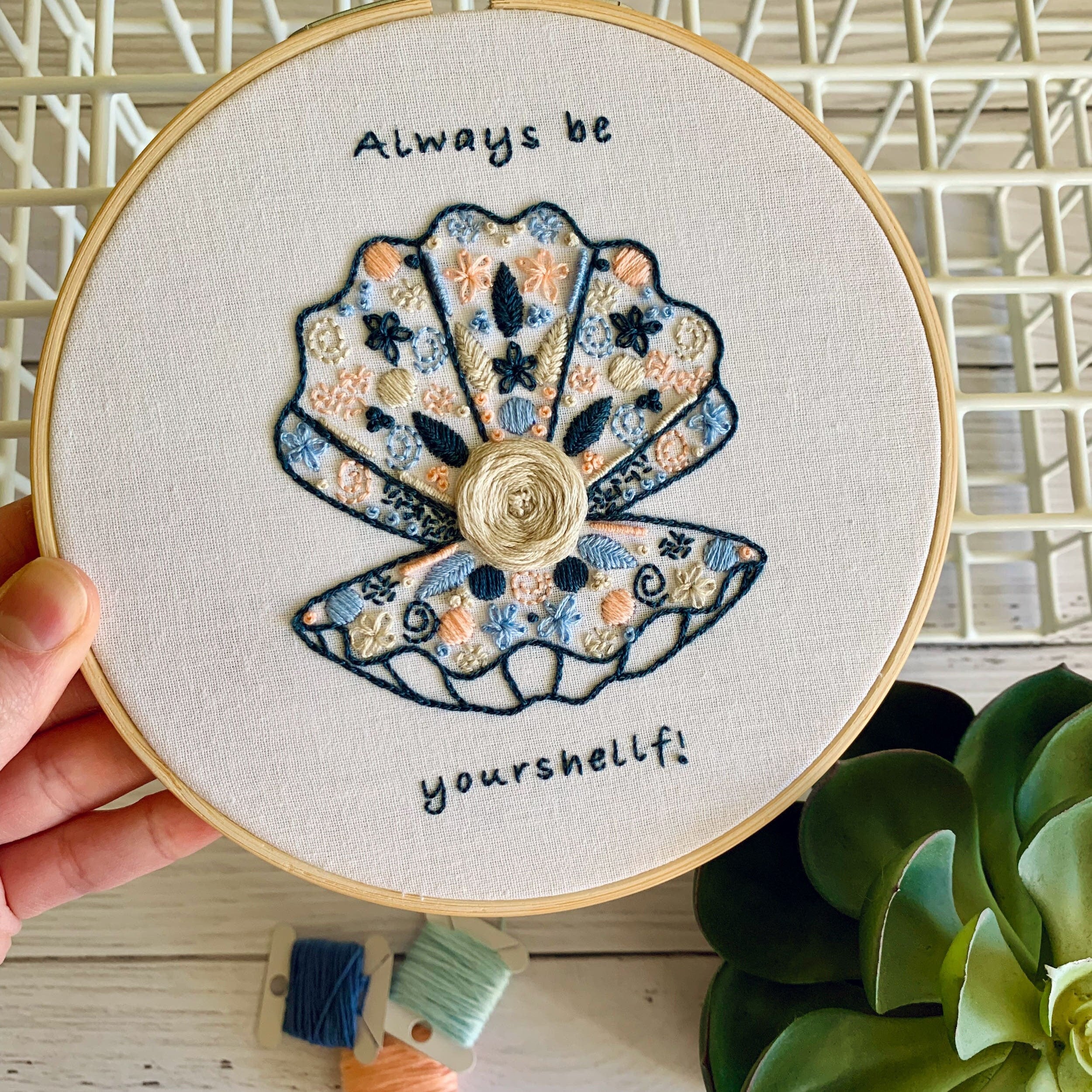 Full Embroidery Kit. Jellyfish DIY Beginner Hoop Art Craft. Adult