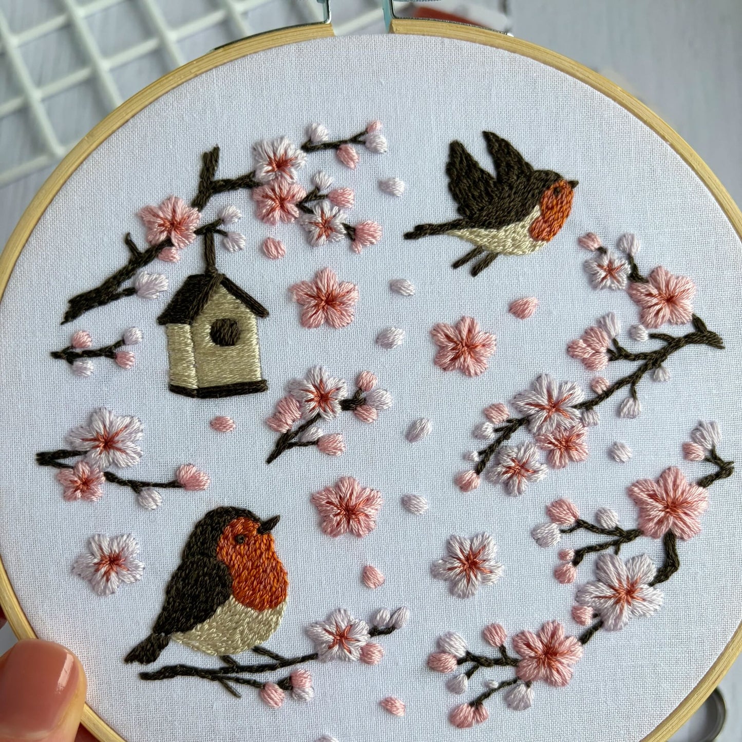 Embroidery Kit - Robin in the Blossoms