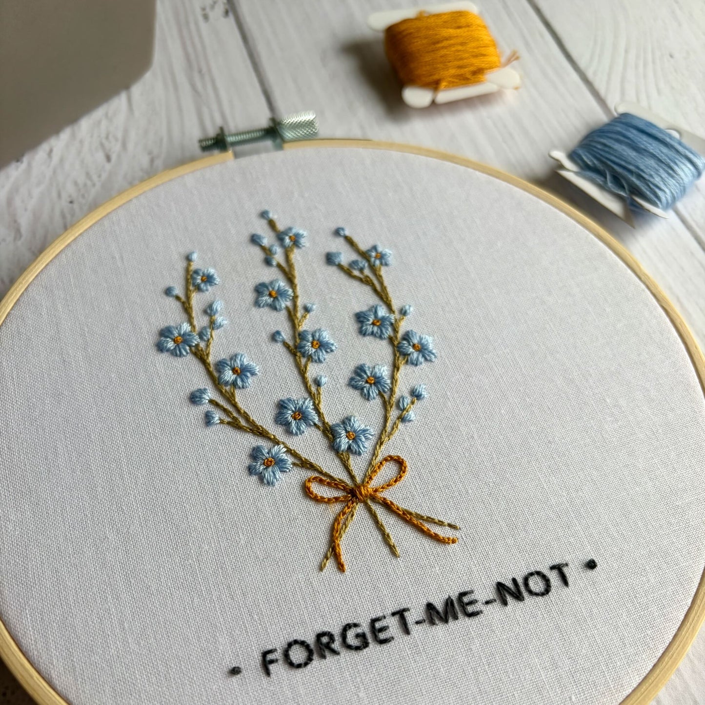 Forget Me Not Embroidery Kit – Personalised Memorial Flower Craft, Remembrance Gift for Loss
