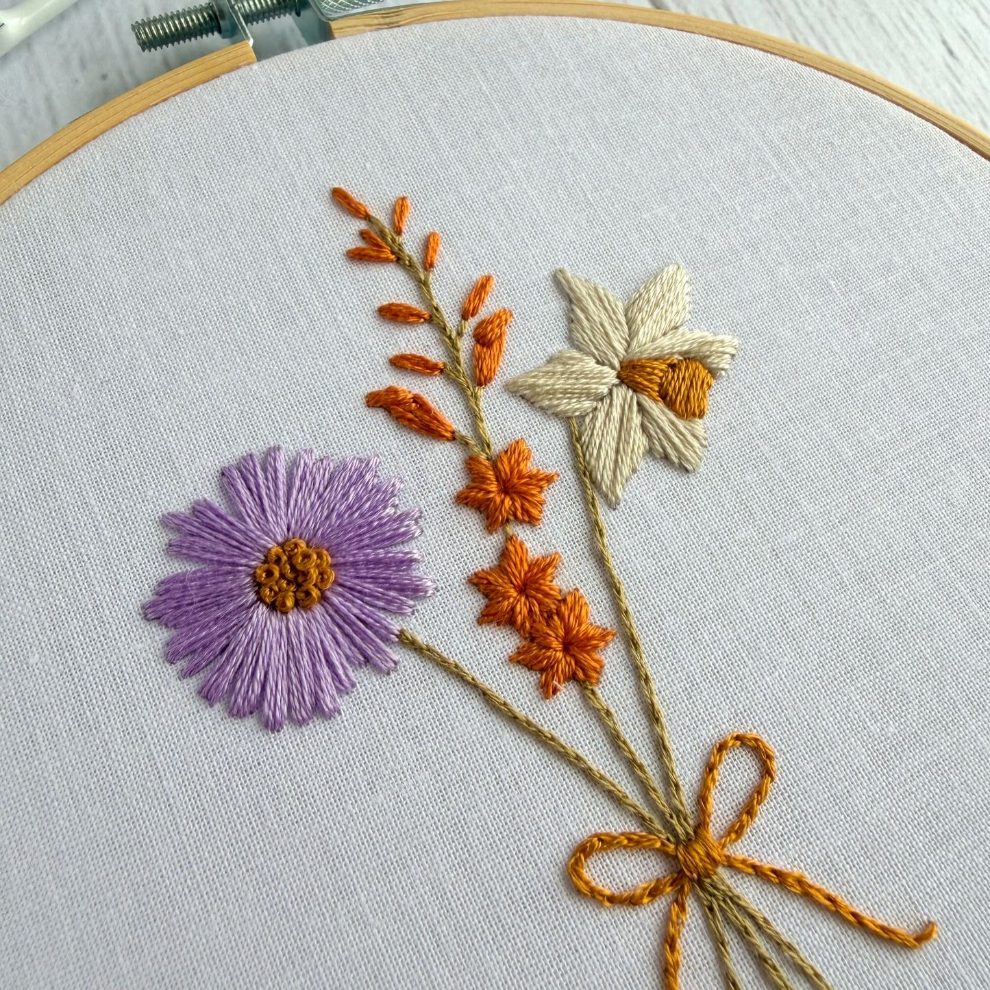 Personalised Birth Flower Bouquet Embroidery Kit – Custom Family Flowers, Wedding or New Baby Gift
