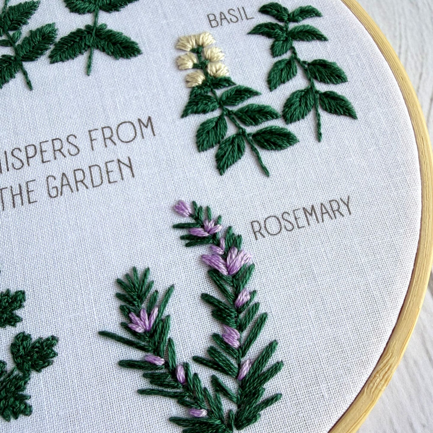 Garden Herbs Embroidery Kit  – Mindful Beginner Craft with Mint, Basil, Rosemary & Parsley