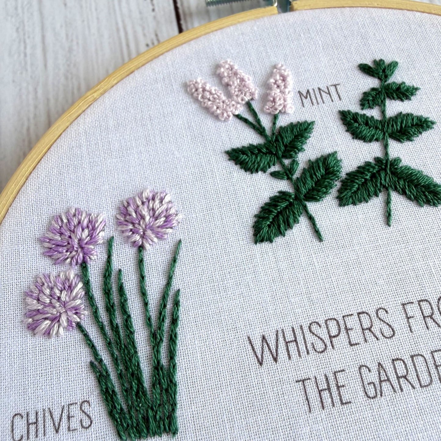 Garden Herbs Embroidery Kit  – Mindful Beginner Craft with Mint, Basil, Rosemary & Parsley