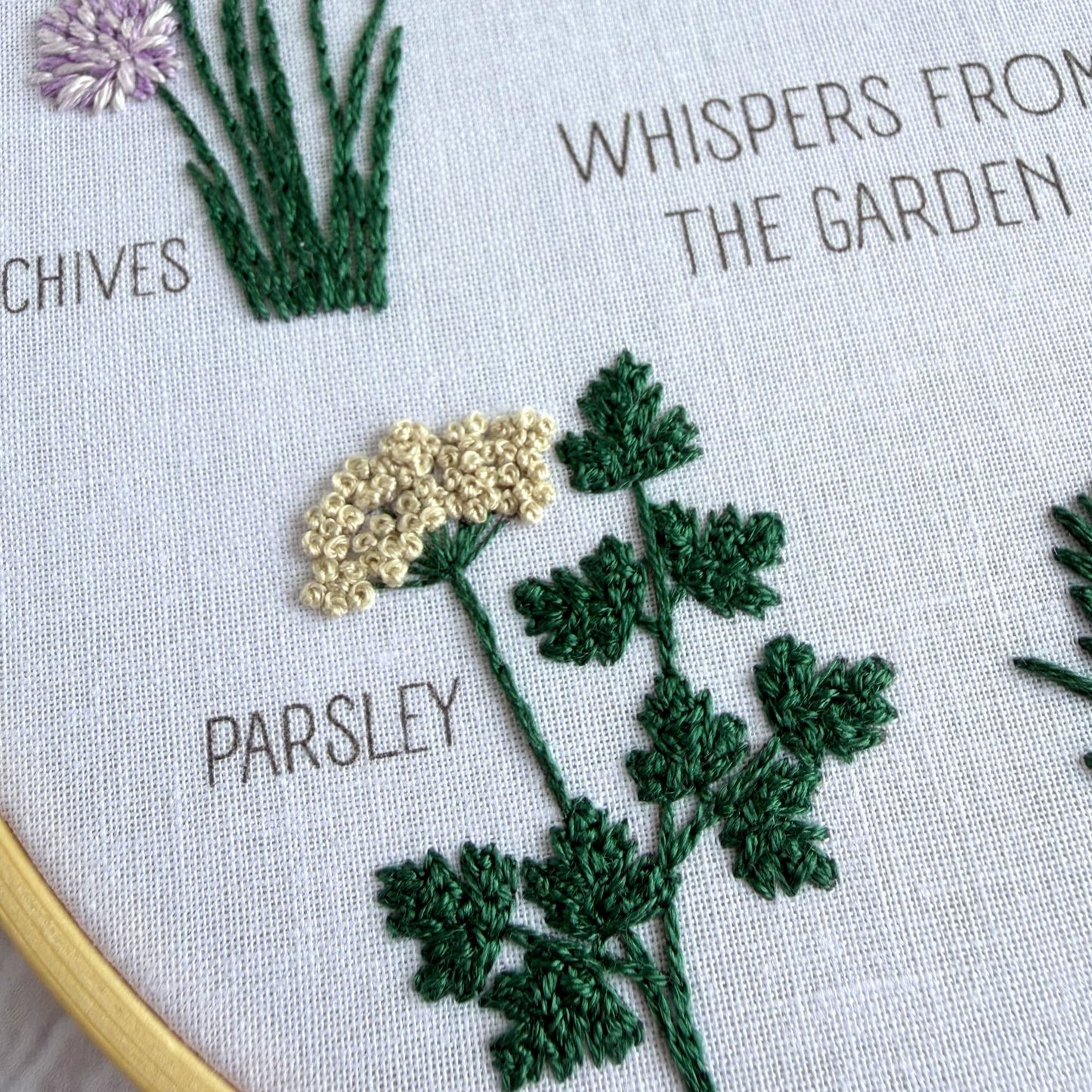 Garden Herbs Embroidery Kit  – Mindful Beginner Craft with Mint, Basil, Rosemary & Parsley