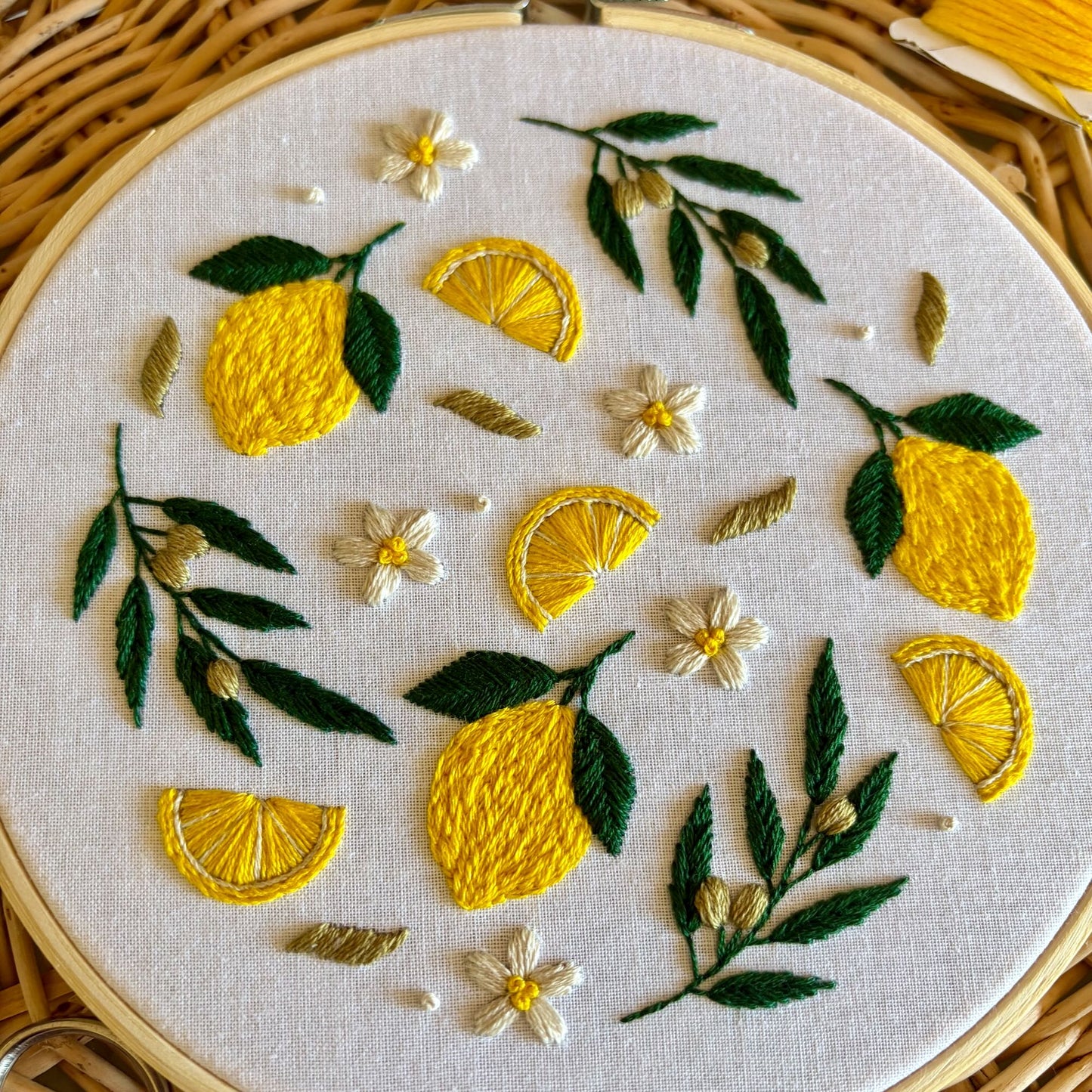 Lemon Embroidery Kit – Beginner Summer Citrus Hoop Art Craft Gift