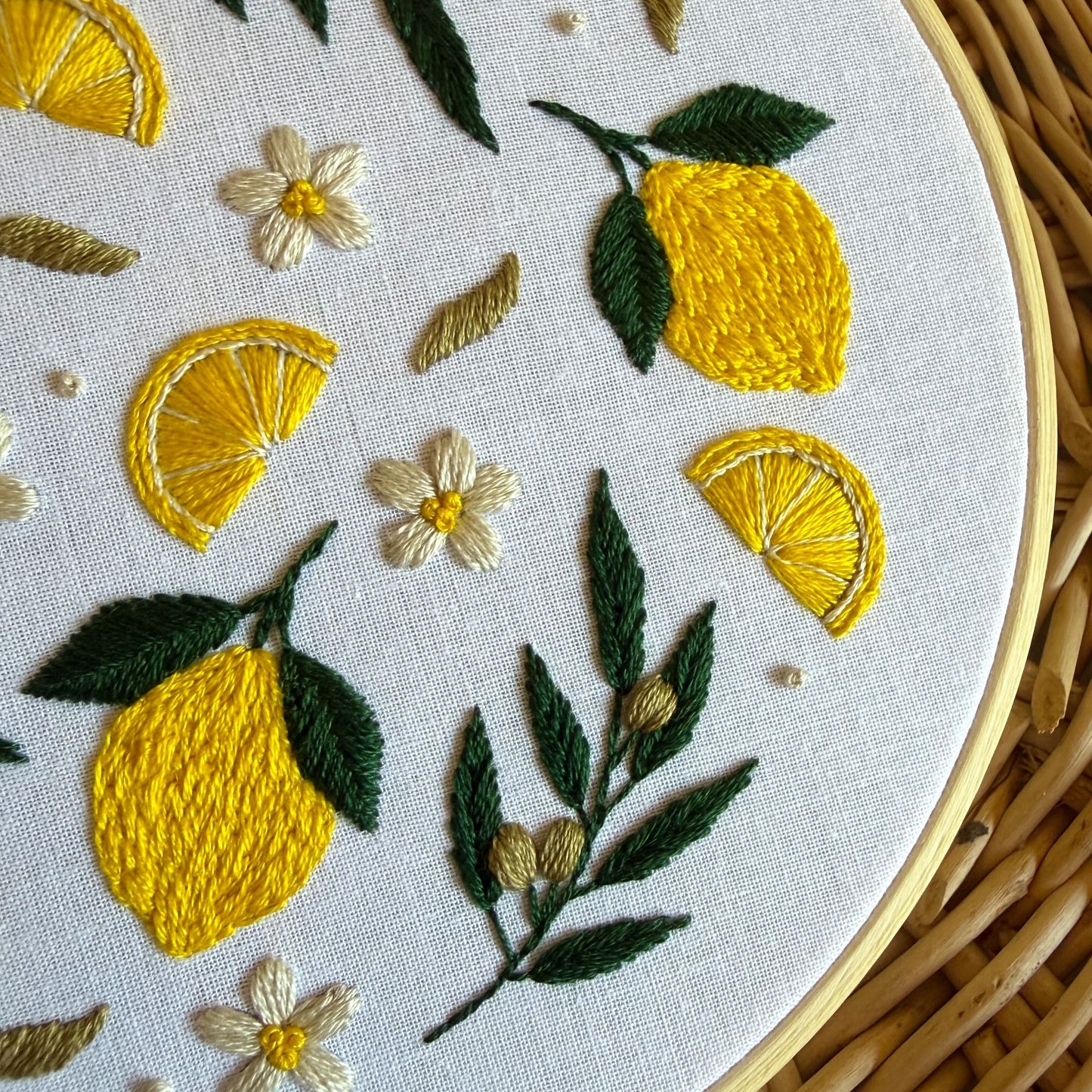 Lemon Embroidery Kit – Beginner Summer Citrus Hoop Art Craft Gift