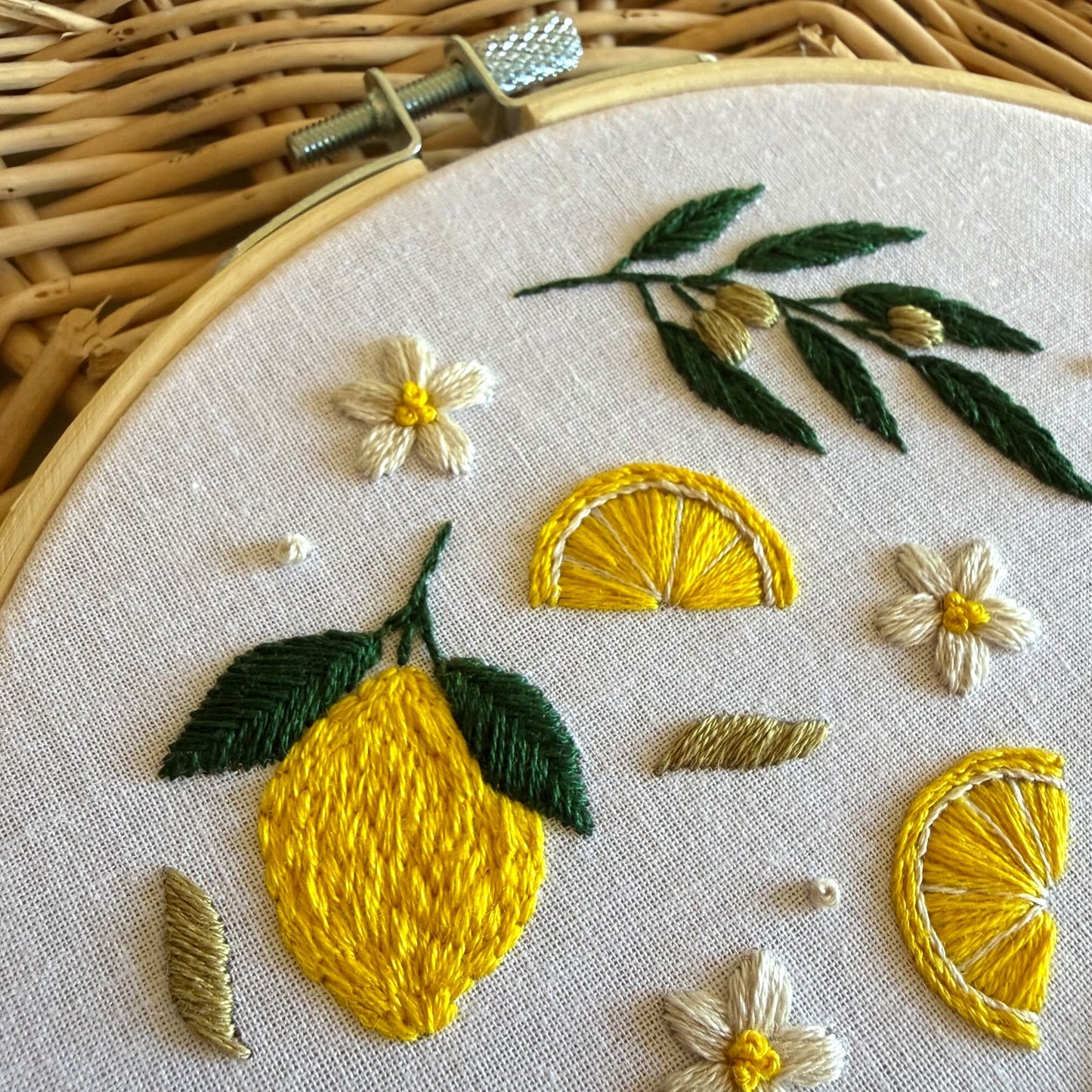 Lemon Embroidery Kit – Beginner Summer Citrus Hoop Art Craft Gift