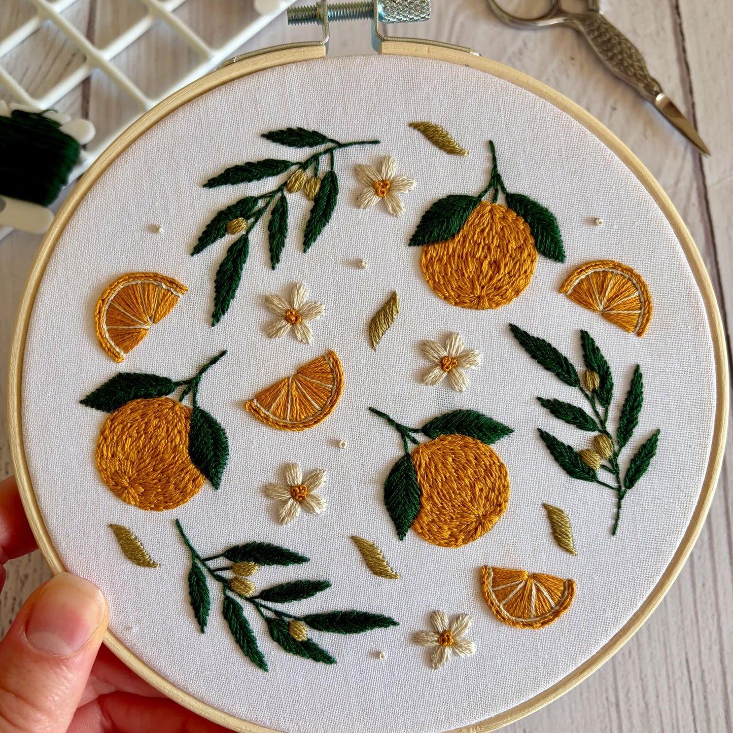 Oranges Embroidery Kit – Beginner Summer Citrus Hoop Art Craft Gift