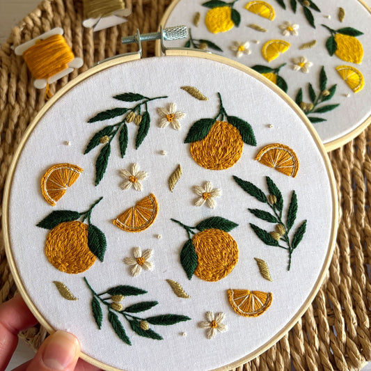 Oranges Embroidery Kit – Beginner Summer Citrus Hoop Art Craft Gift