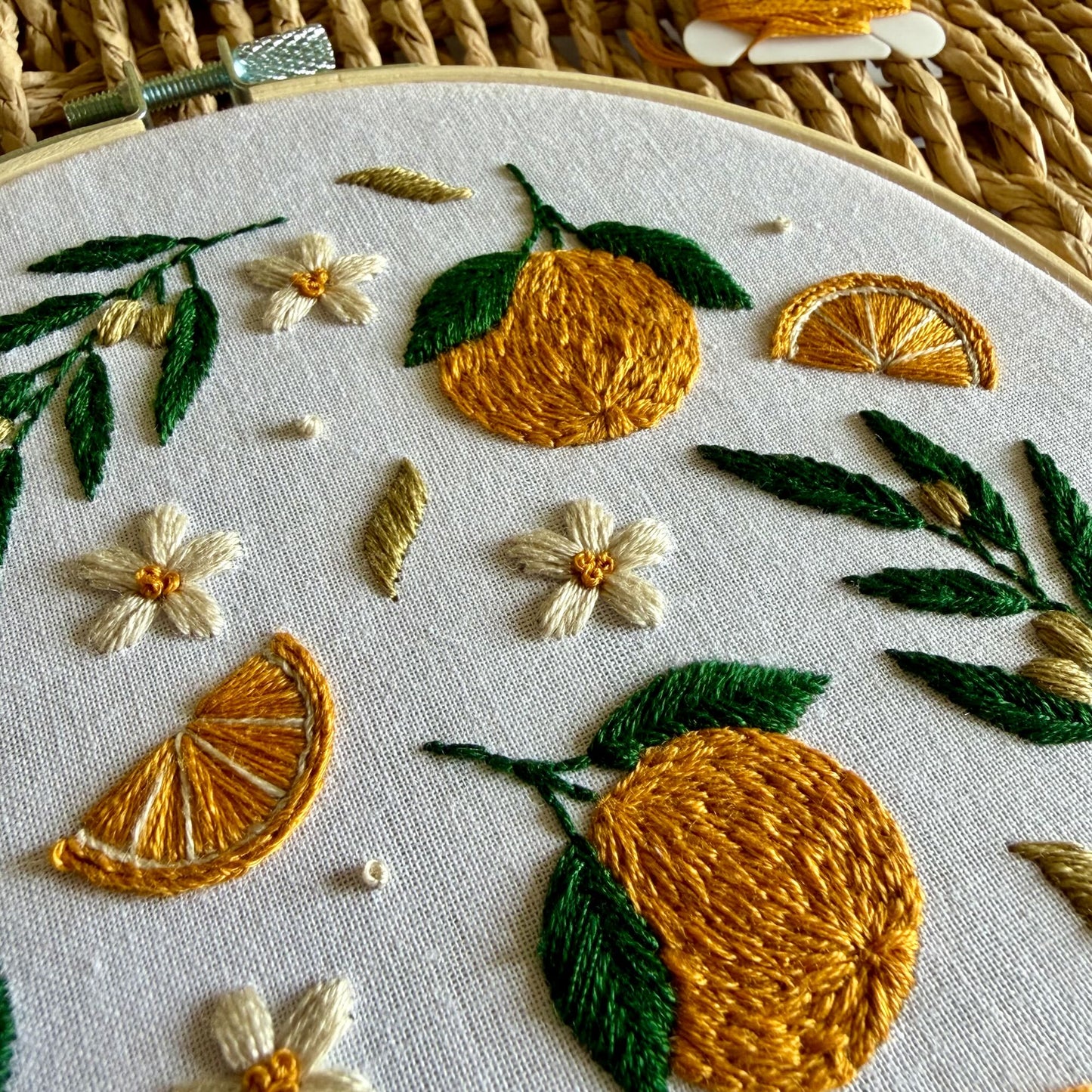 Oranges Embroidery Kit – Beginner Summer Citrus Hoop Art Craft Gift