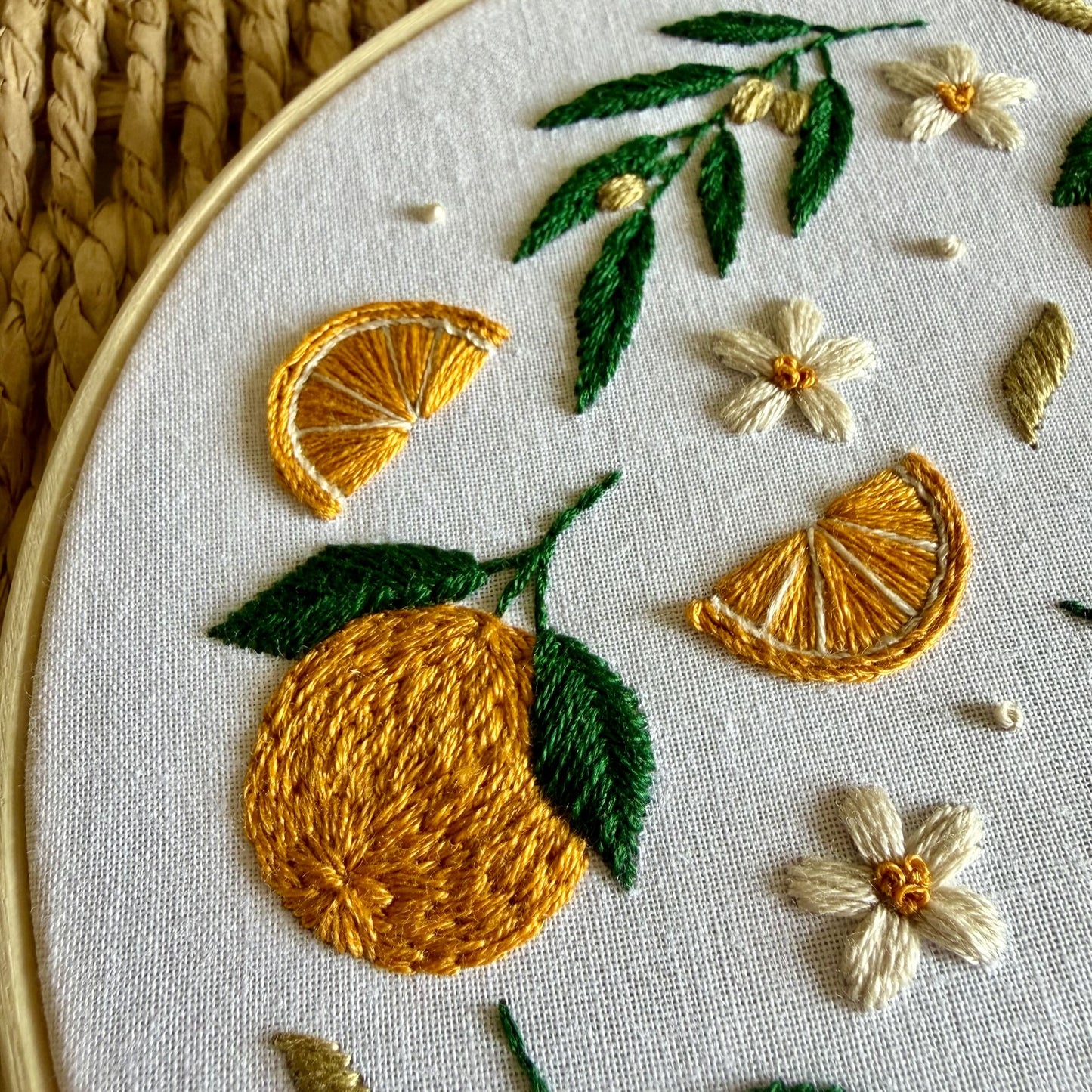 Oranges Embroidery Kit – Beginner Summer Citrus Hoop Art Craft Gift