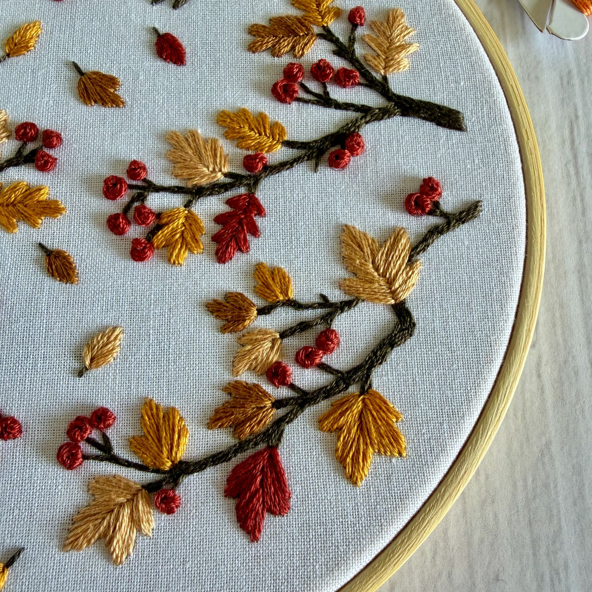 Autumn Robin Embroidery Kit – Woodland Bird DIY Hand Embroidery Craft for Beginners