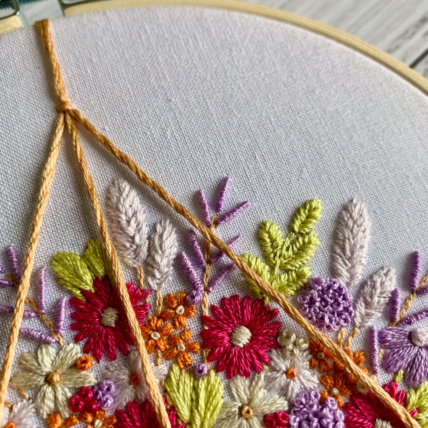 Floral Hanging Basket Embroidery Kit – DIY Hand Embroidery Craft for Beginners, Needlework Gift
