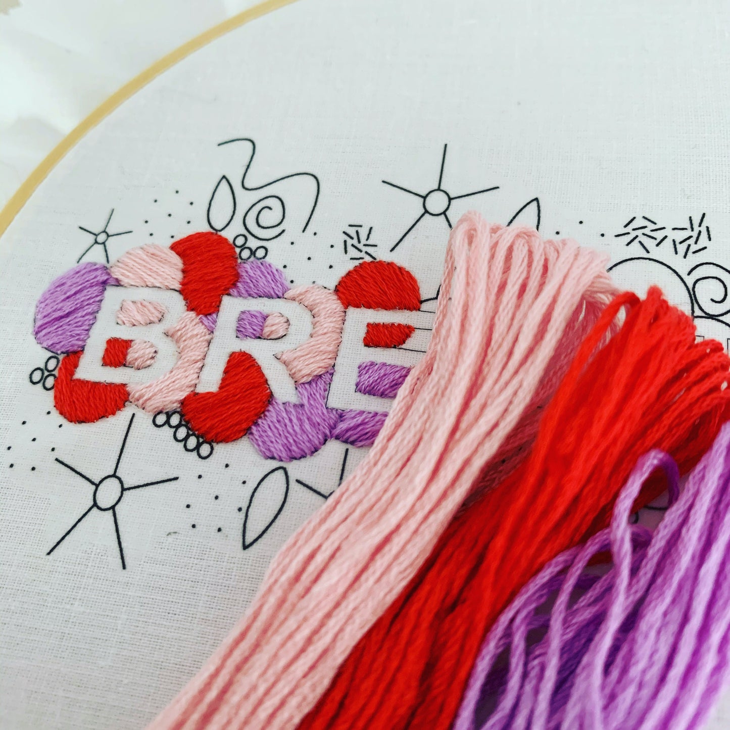 Full embroidery kit. Breathe/Believe positive word hoop art. Choose your colours! Mindfulness.