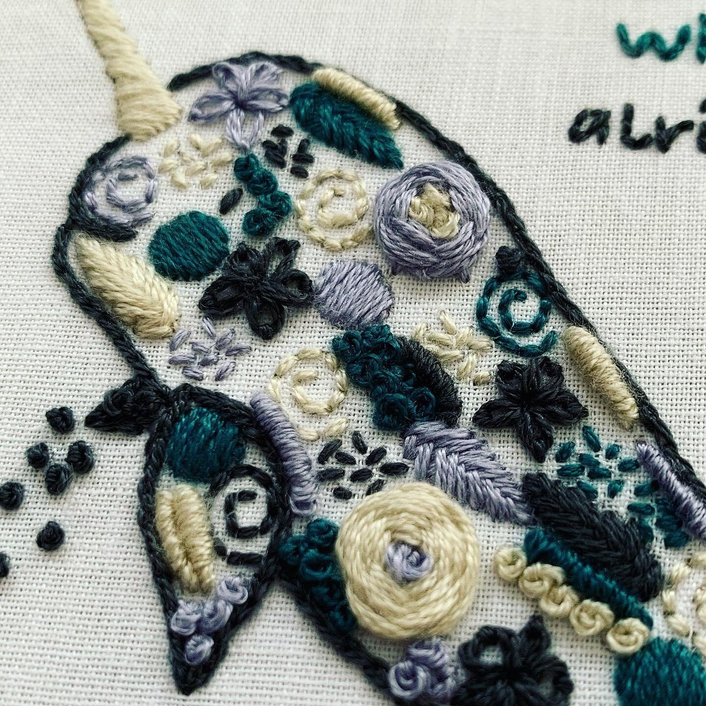 Digital download. Narwhal embroidery hoop art PDF pattern with instructions. Whale beginner crewel wall decor project