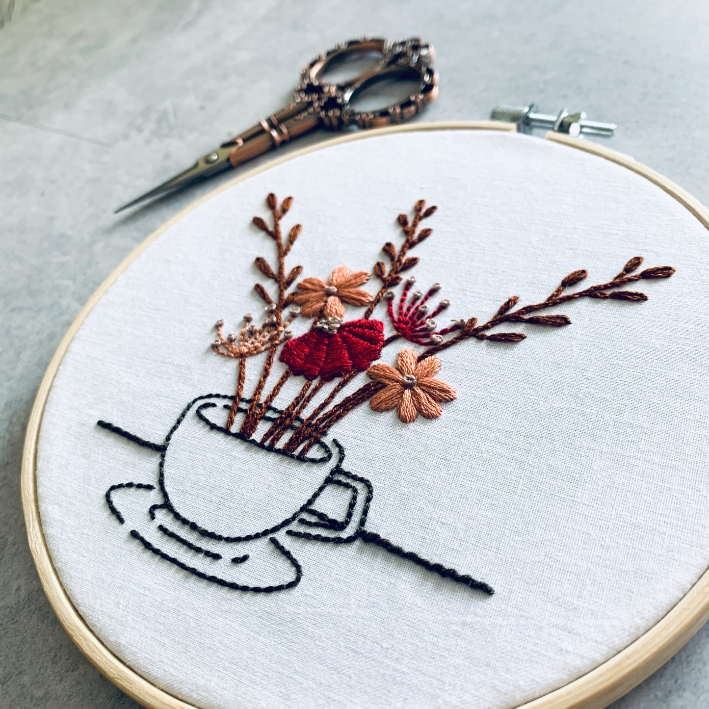 Digital download. 2-design teacup and jam jar. Embroidery hoop art pdf patterns and instruction booklet