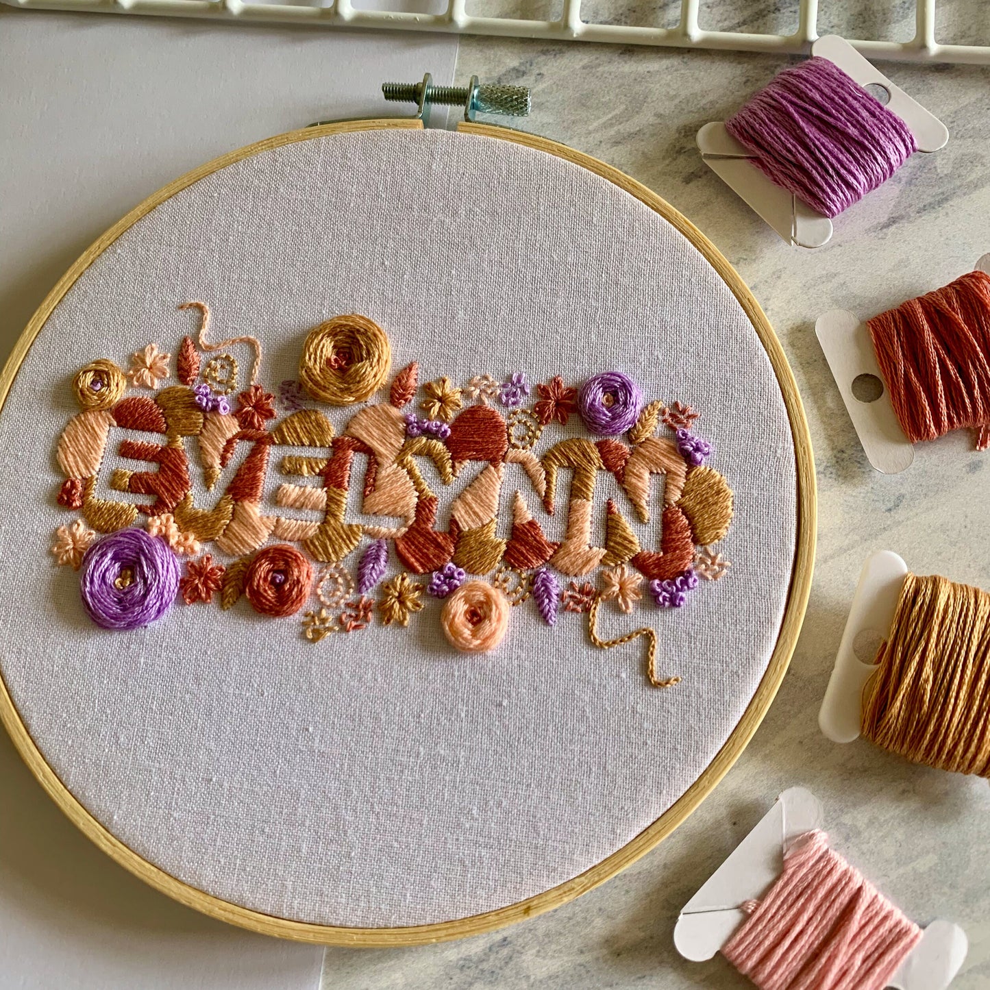 Digital download. Custom name/word embroidery hoop art PDF pattern with instructions. Personalised name wall decor project