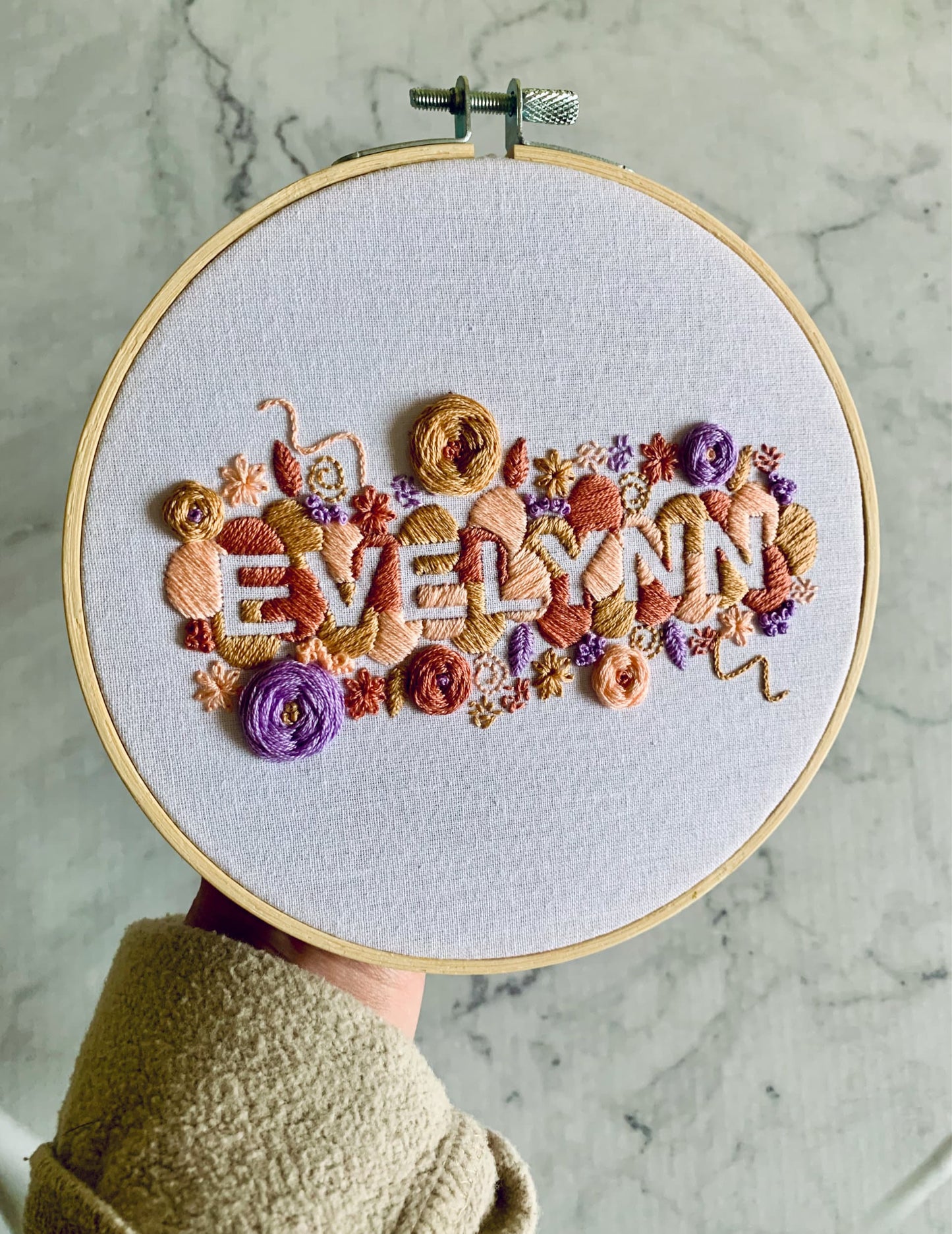 Full embroidery kit. Custom name embroidery hoop art. Choose your colours. DIY craft project for bedroom art