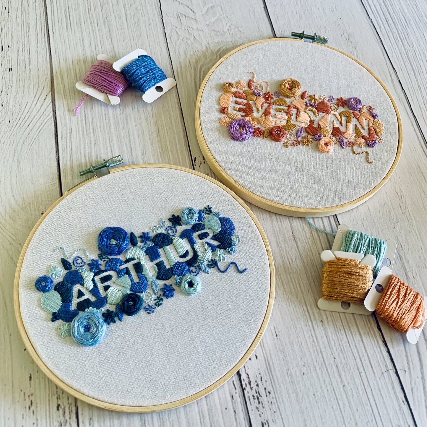 Full embroidery kit. Custom name embroidery hoop art. Choose your colours. DIY craft project for bedroom art