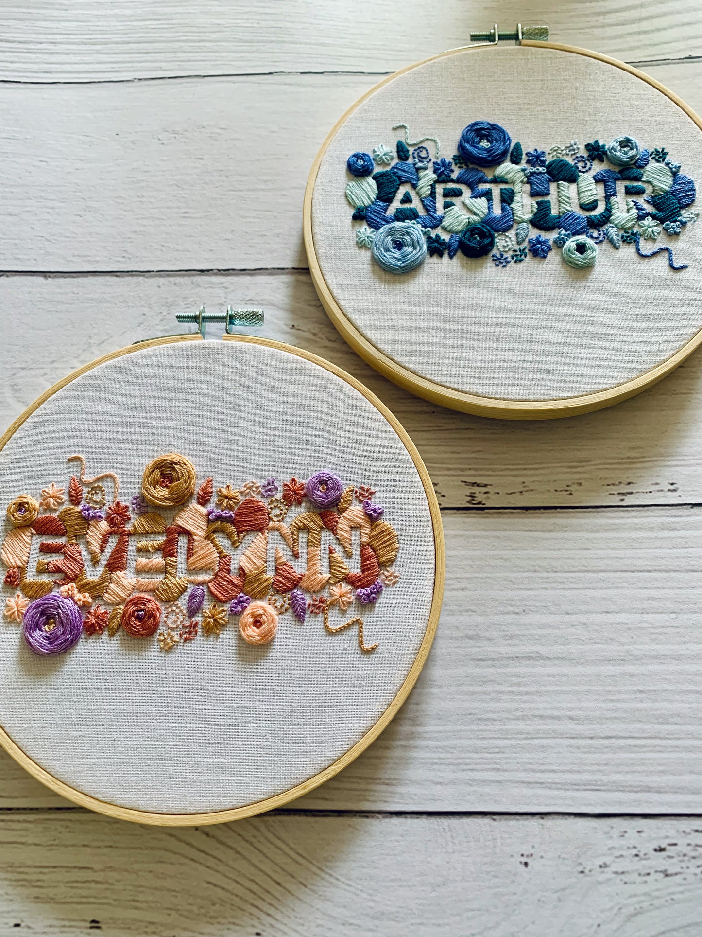 Full embroidery kit. Custom name embroidery hoop art. Choose your colours. DIY craft project for bedroom art