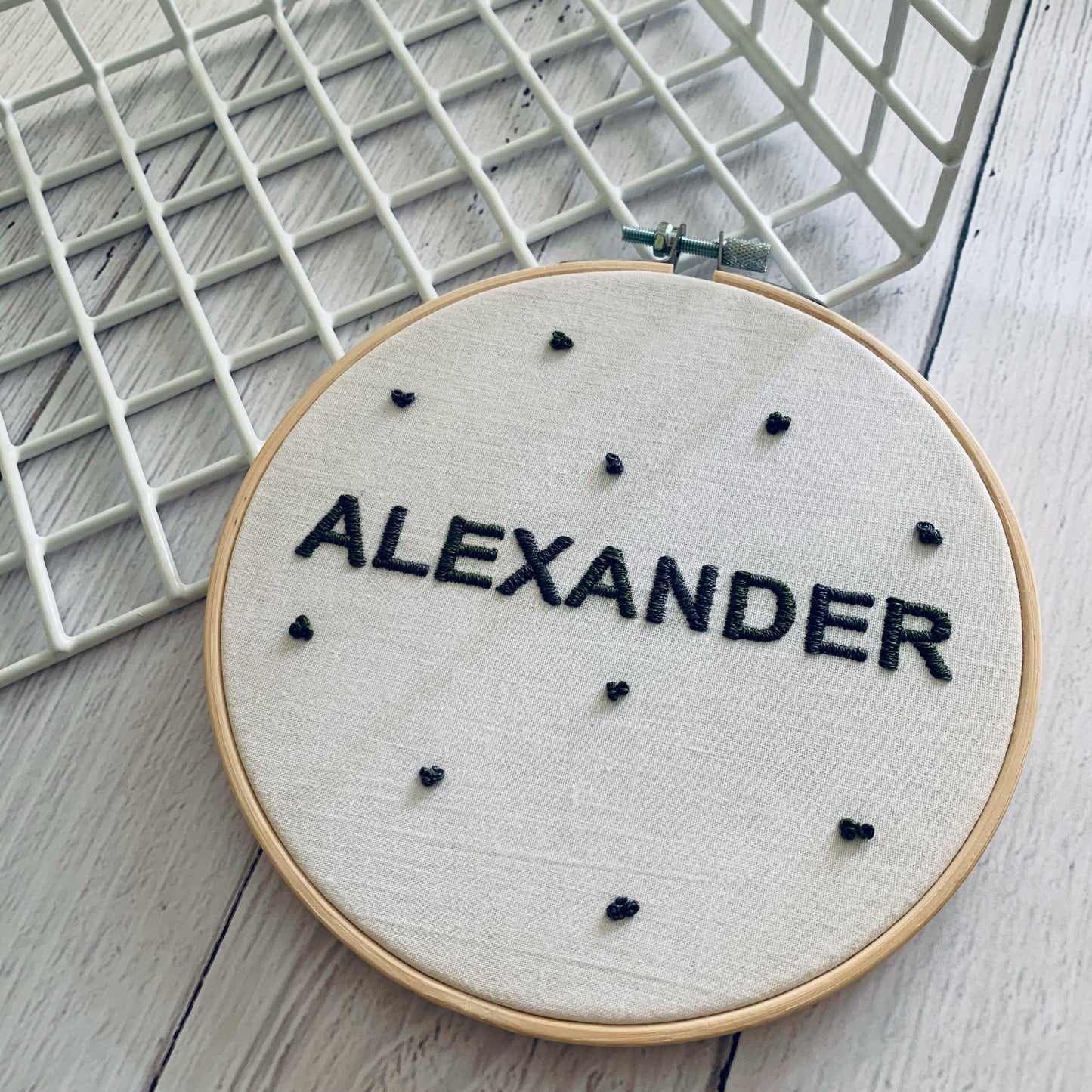 Full embroidery kit. Custom name and design embroidery hoop art. Choose your colours and design. Personalised birthday or newborn gift