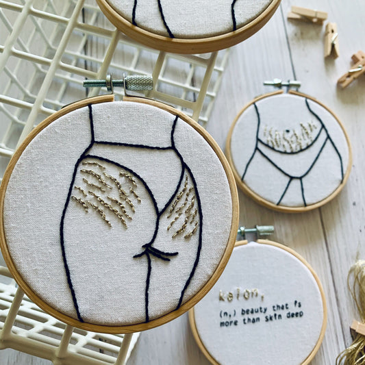 Full DIY embroidery kit. Body positive stretch marks craft wall art decor. Choose from 1, 2,3 or 4 hoops.