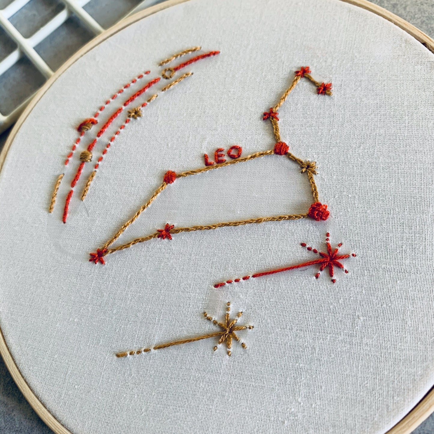 Full embroidery kit. Star sign zodiac constellation hoop art. Choose your sign and colours. Beginner hand sewing project