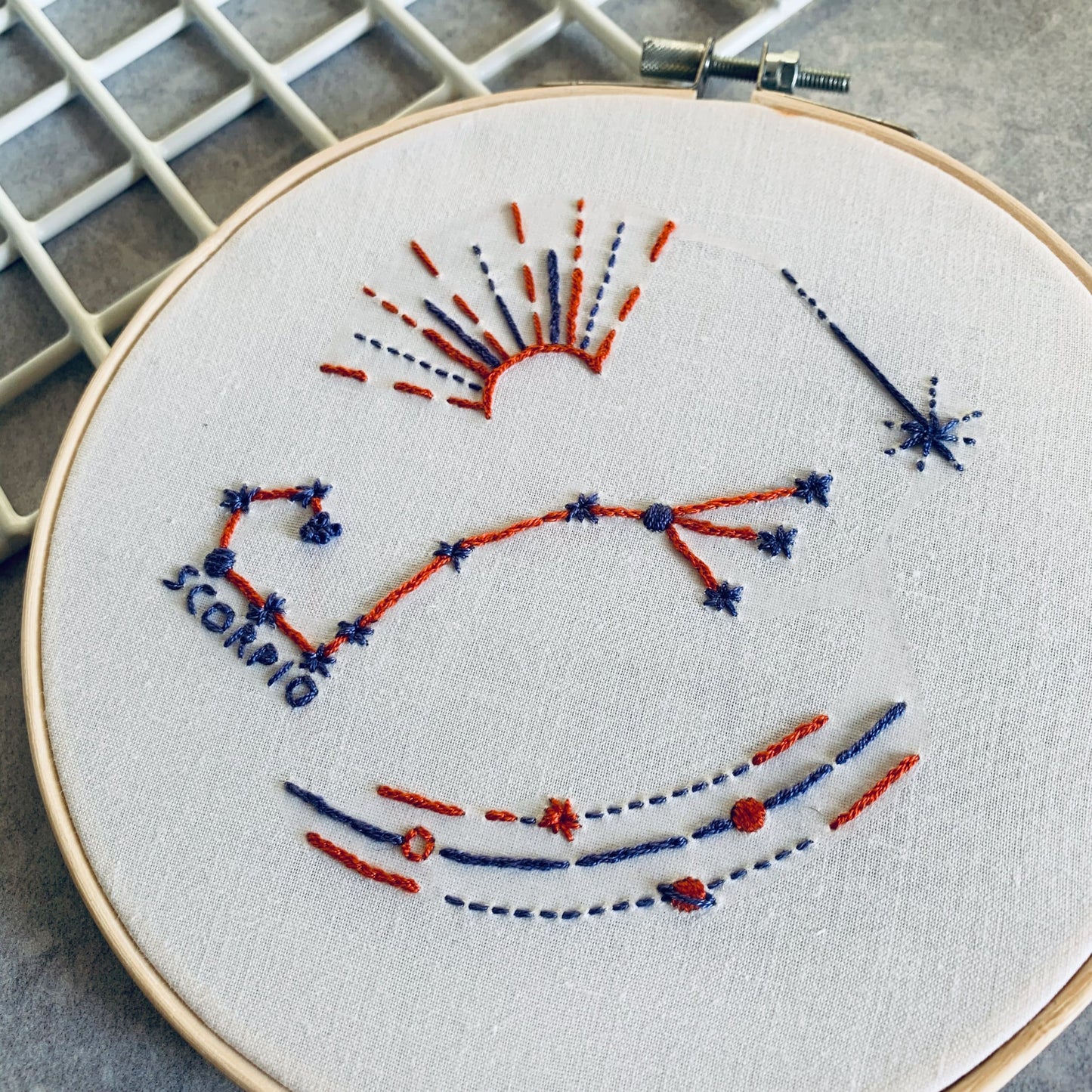 Full embroidery kit. Star sign zodiac constellation hoop art. Choose your sign and colours. Beginner hand sewing project