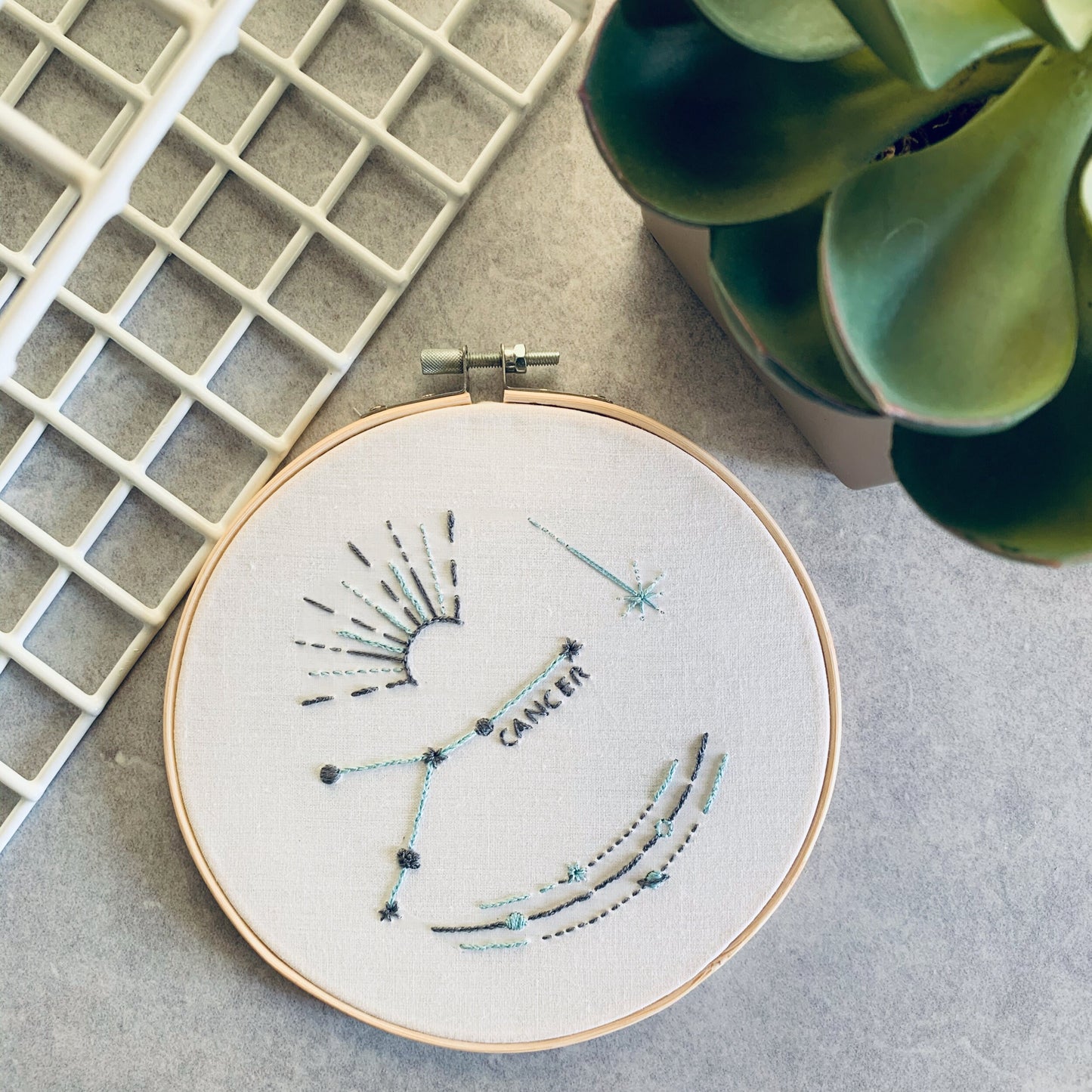 Full embroidery kit. Star sign zodiac constellation hoop art. Choose your sign and colours. Beginner hand sewing project