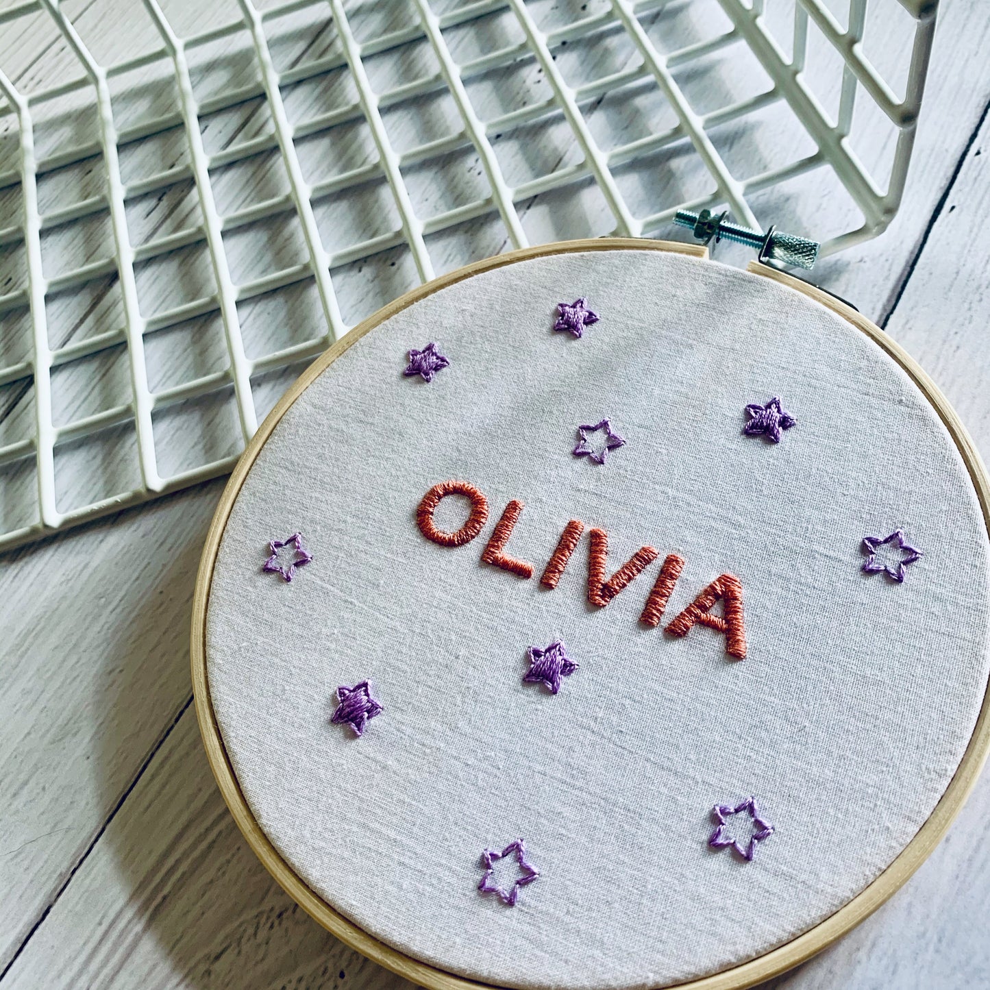 Full embroidery kit. Custom name and design embroidery hoop art. Choose your colours and design. Personalised birthday or newborn gift