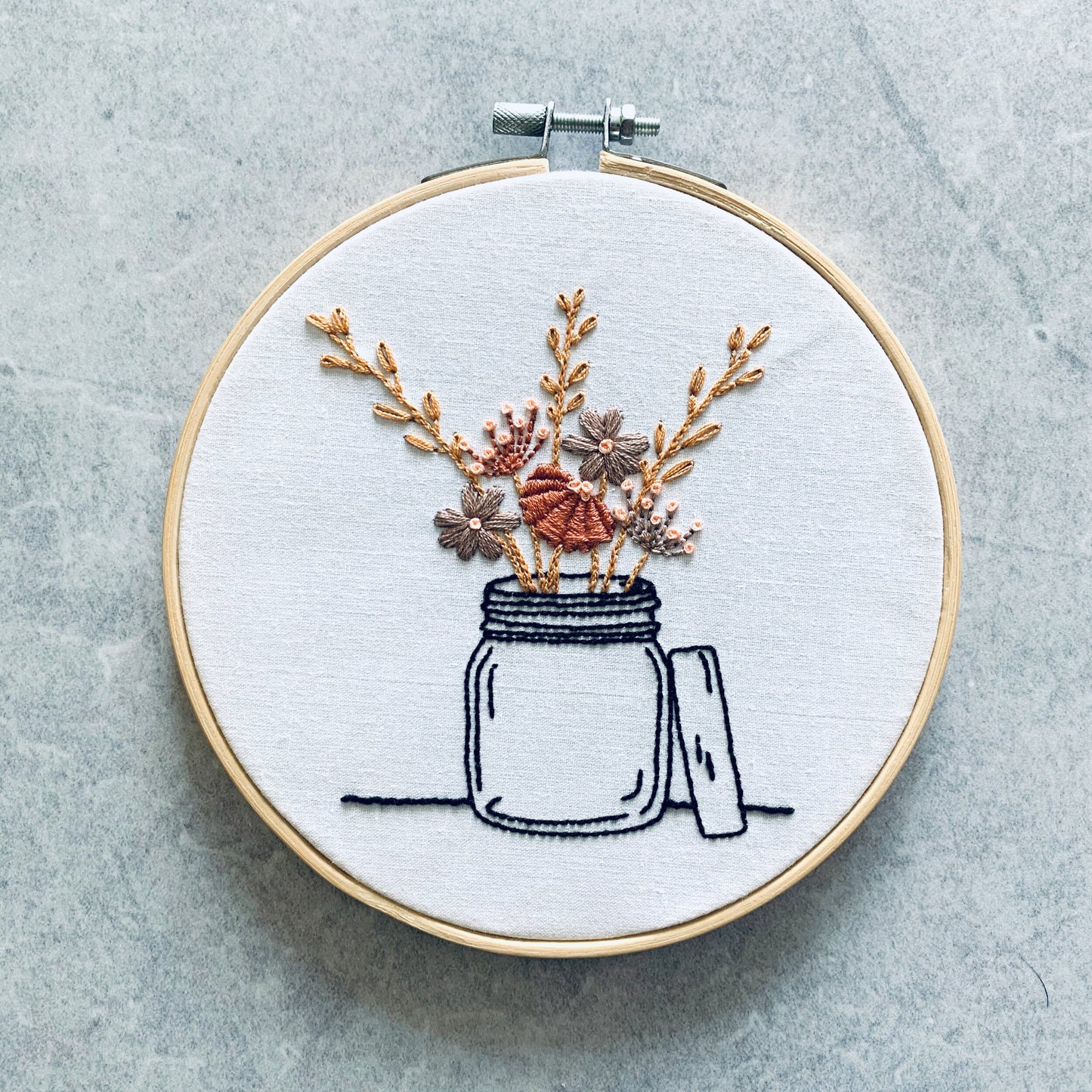 Full embroidery kit. Teacup, Teapot, Jam Jar hoop art.  Single or duo kits available! Modern and unique crewel designs for mindfulness