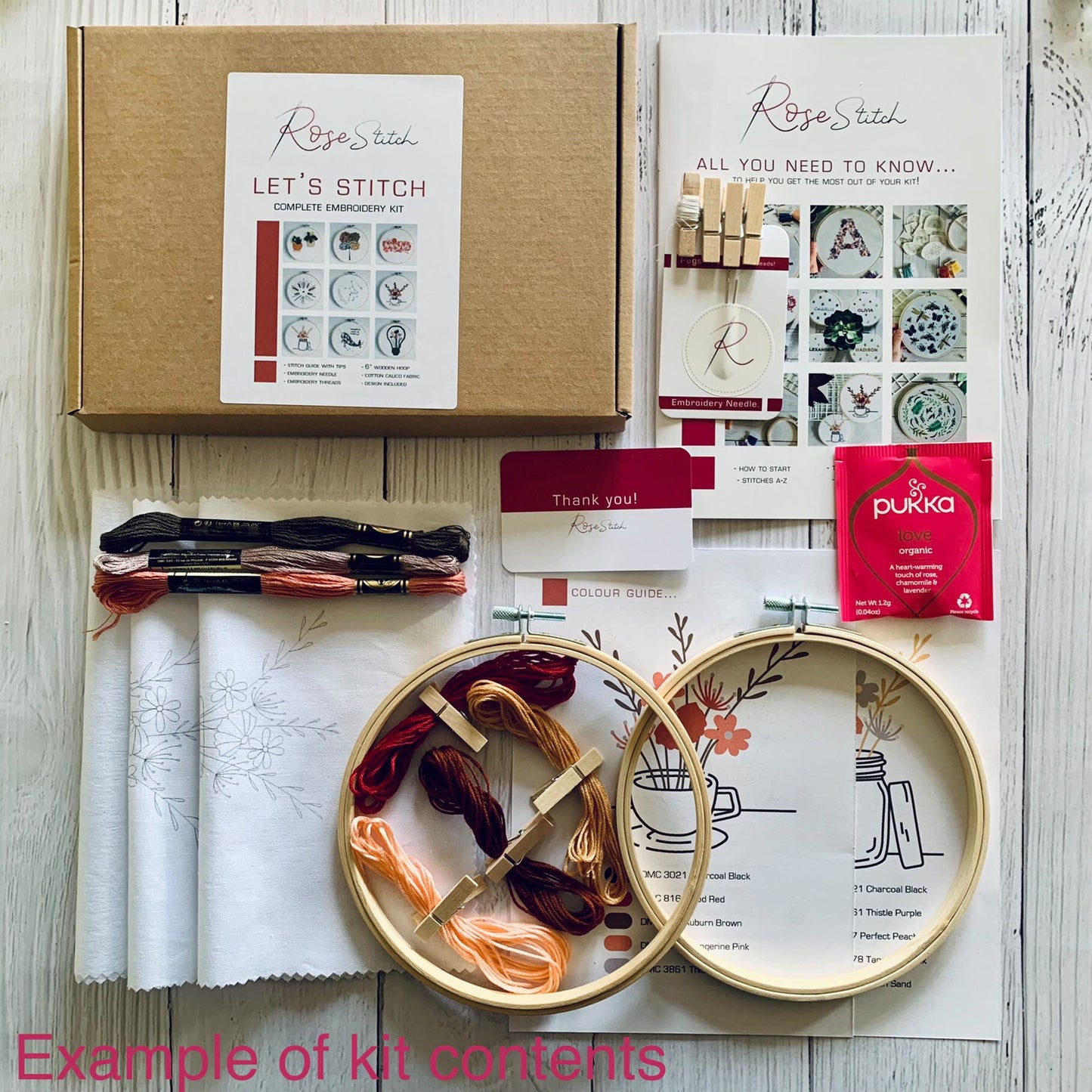 Full embroidery kit. Teacup, Teapot, Jam Jar hoop art.  Single or duo kits available! Modern and unique crewel designs for mindfulness