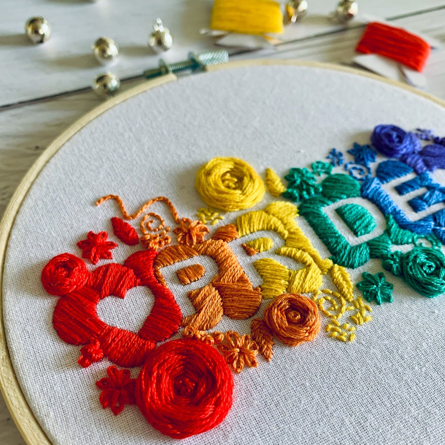 Full embroidery kit. Pride DIY beginner hoop art craft. Choose your colours! Adult anxiety/stress relief LGBTQ gift