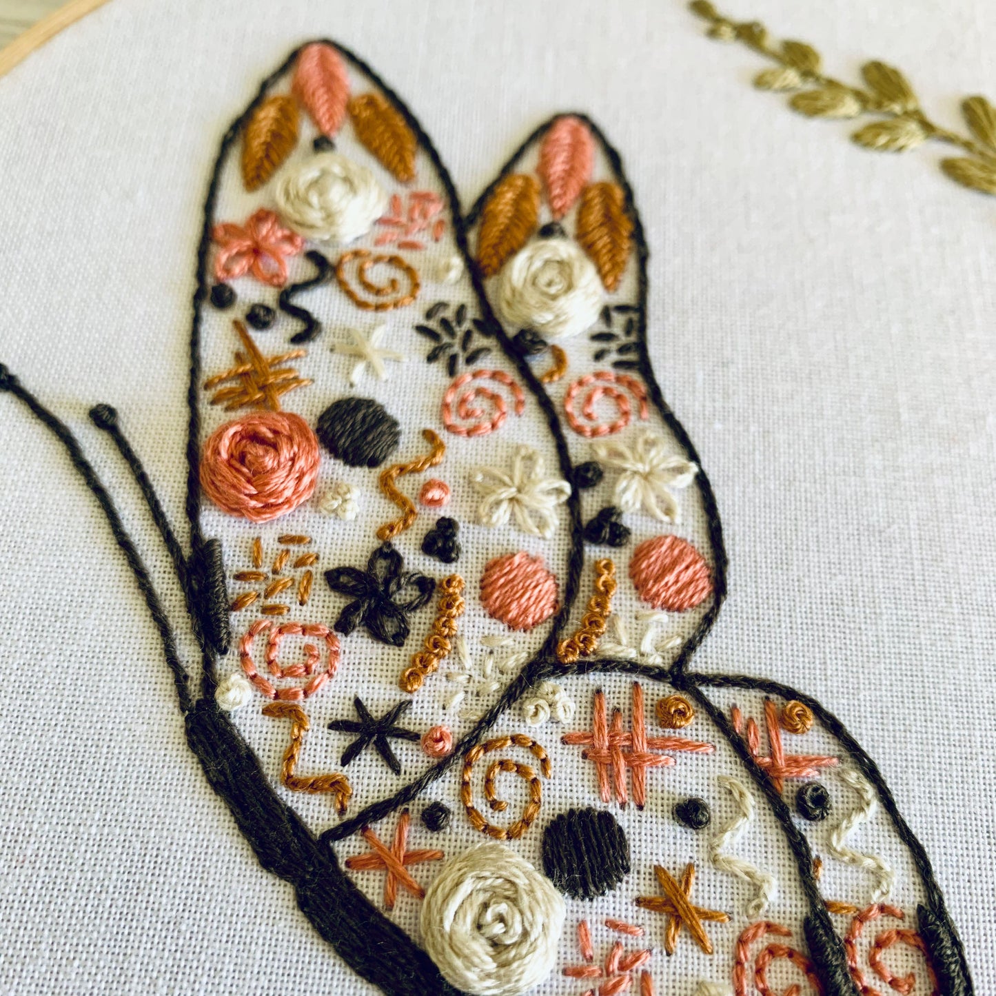 Full embroidery kit.  Butterfly hoop DIY beginner craft. Adult animal anxiety/stress relief gift