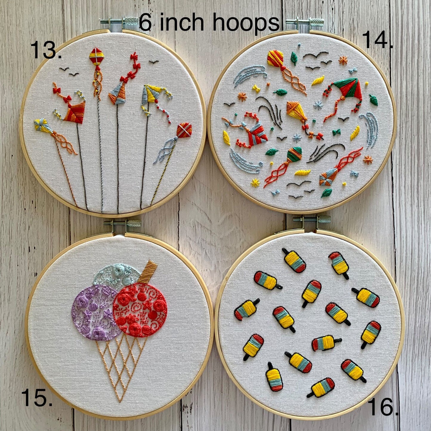 Ready Made Embroidery Hoop. 24 different designs to choose from. Once they're gone they're gone!