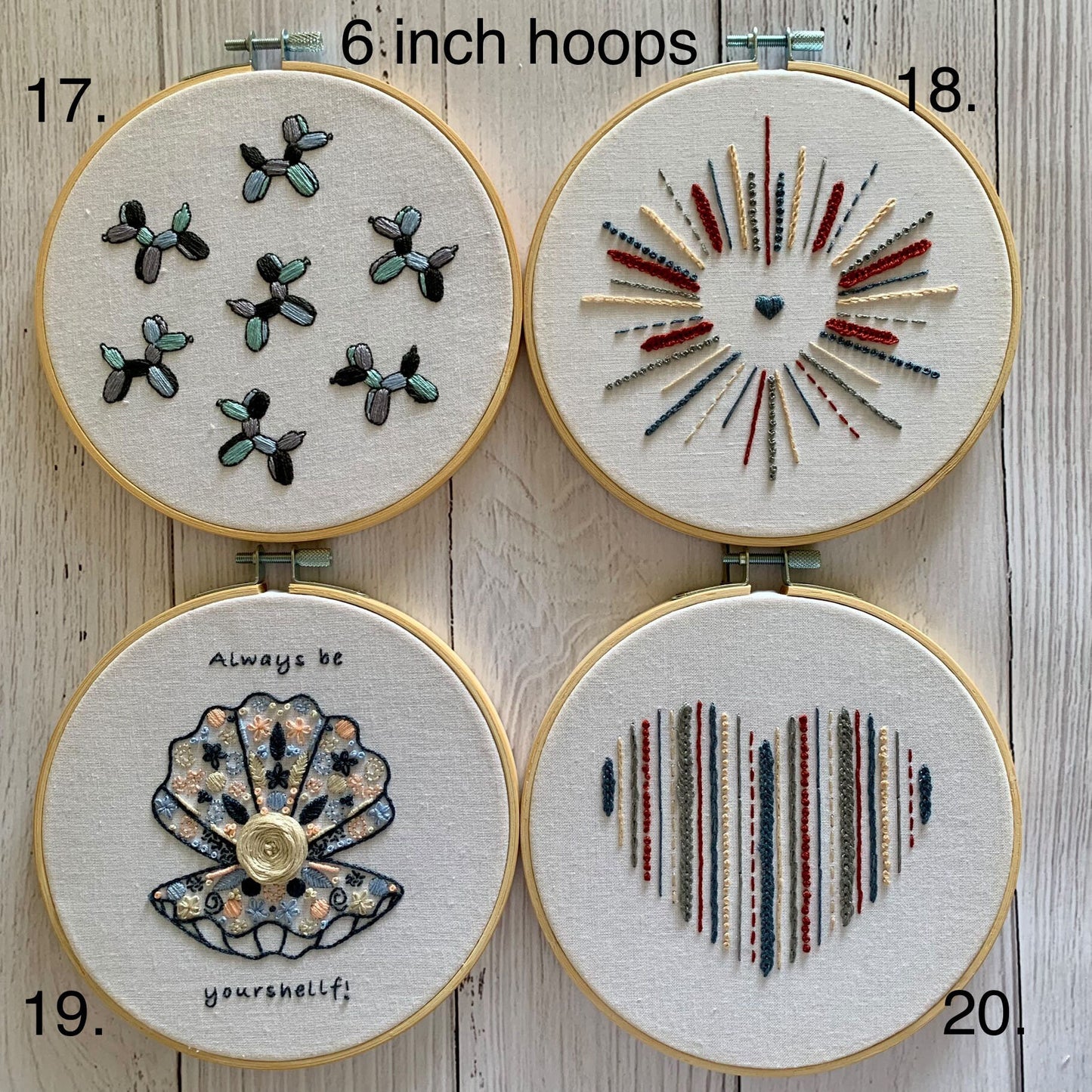 Ready Made Embroidery Hoop. 24 different designs to choose from. Once they're gone they're gone!